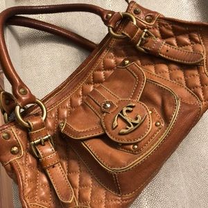 Just CAVALLI Natural Textured LEATHER Diamond Stitch with Bronze Hardware